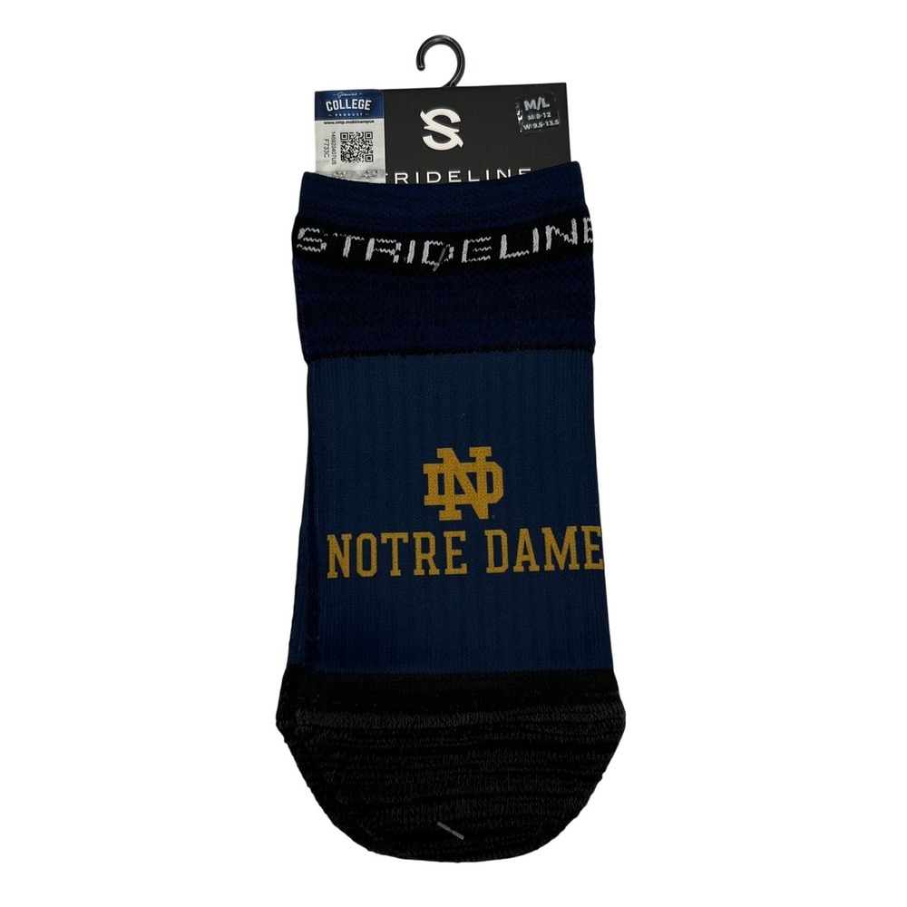 Strideline Notre Dame Fighting Irish Premium Low Socks Navy Gold M/L